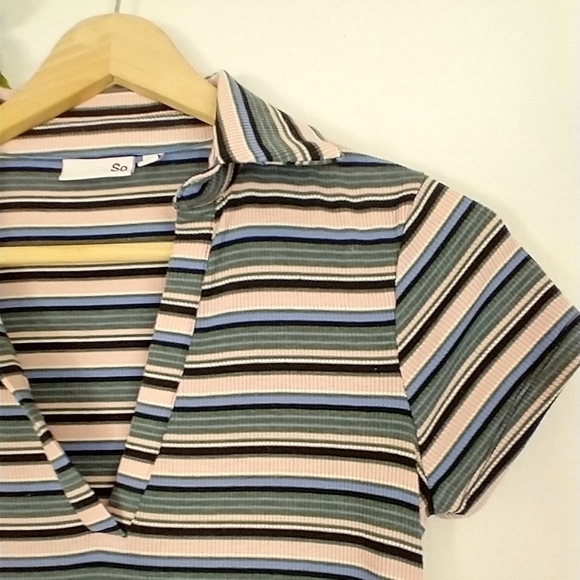 So 90's Y2K Grunge Striped Collared Midi Dress Size Small - Picture 7 of 11